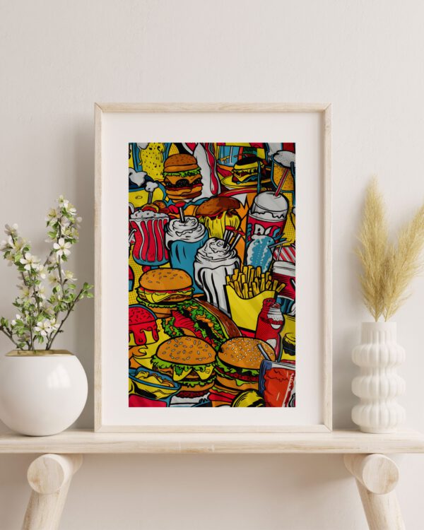 Retro Burger Poster - Vintage Fast Food Wall Art - Aufkleber online kaufen